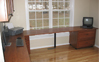 Extended countertop desk and file cabinet - Warm Cognac color- Premier Finish.